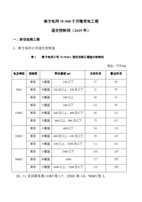 從‘一價到底’到‘精準控線’ 解讀南方電網35-500千伏輸變電工程造價控制線 (2019)